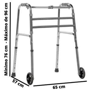 ANDADOR FIXO DE ALUMINIO DOBR. C/ RODAS SUPER PRATA ESPELHADO SC C/1P MERCUR