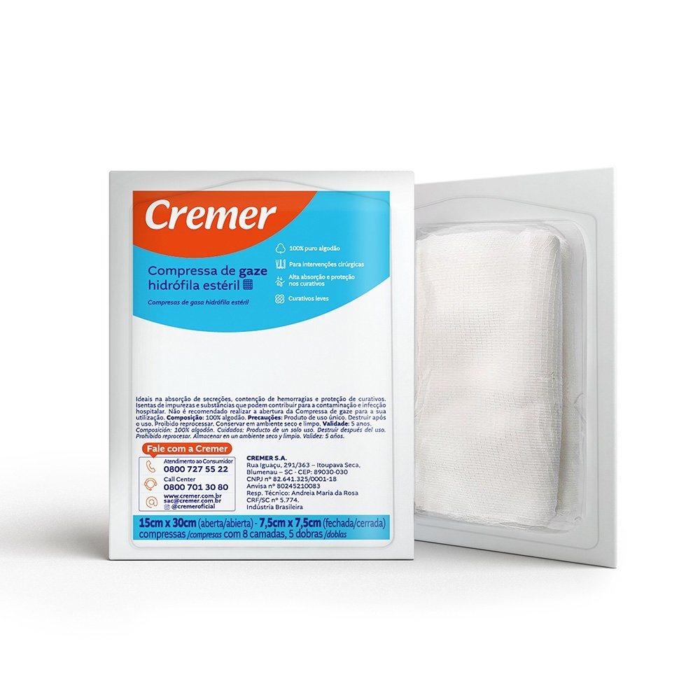 COMPRESSA 11 FIOS ESTERIL 7,5X7,5CM CREMER