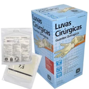 LUVA CIRURGICA 7.5 COM PO PLAST DPK CX500PR DESCARPACK