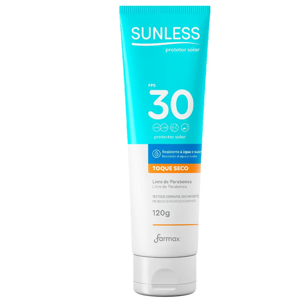 PROTETOR SOLAR FPS 30 TOQUE SECO SUNLESS 120G FARMAX