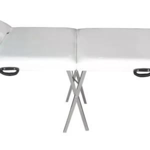 MACA PORTATIL DOBRAVEL COM CABECEIRA RECLINAVEL E RESPIRO 200KG 65CM LARGURA COR:BRANCO BEST PRO