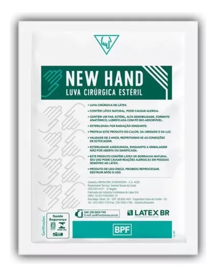 LUVA CIRURGICA ESTERIL ANTIDERRAPANTE Nº 7,0 C/ TALCO NEW HAND