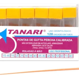 PONTAS DE GUTTA PERCHA CALIBRADA CAIXA CRISTAL COM 120 UND DO 90-140 TANARIMAN