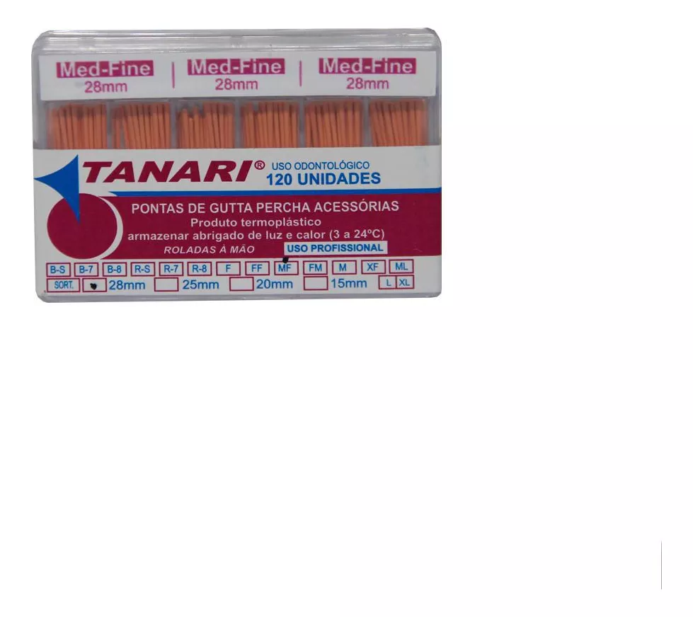 PONTAS DE GUTTA PERCHA CONVENCIONAL ROSA COM 120 UND DO MF DE 28 MM TANARIMAN
