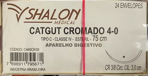 CATGUT CROMADO 4-0 C/AG.2 MR (CX 24 ENV) SHALON