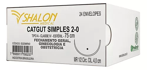 CATGUT SIMPLES 2-0 C/AG.3,0 CR (CX 24 ENV) SHALON