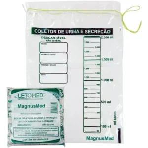 COLETOR URINA SISTEMA ABERTO TIPO SACO 2 LITROS LETOMED