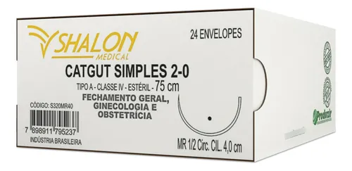 CATGUT SIMPLES 5-0 C/AG.2,0 CR (CX 24 ENV) SHALON