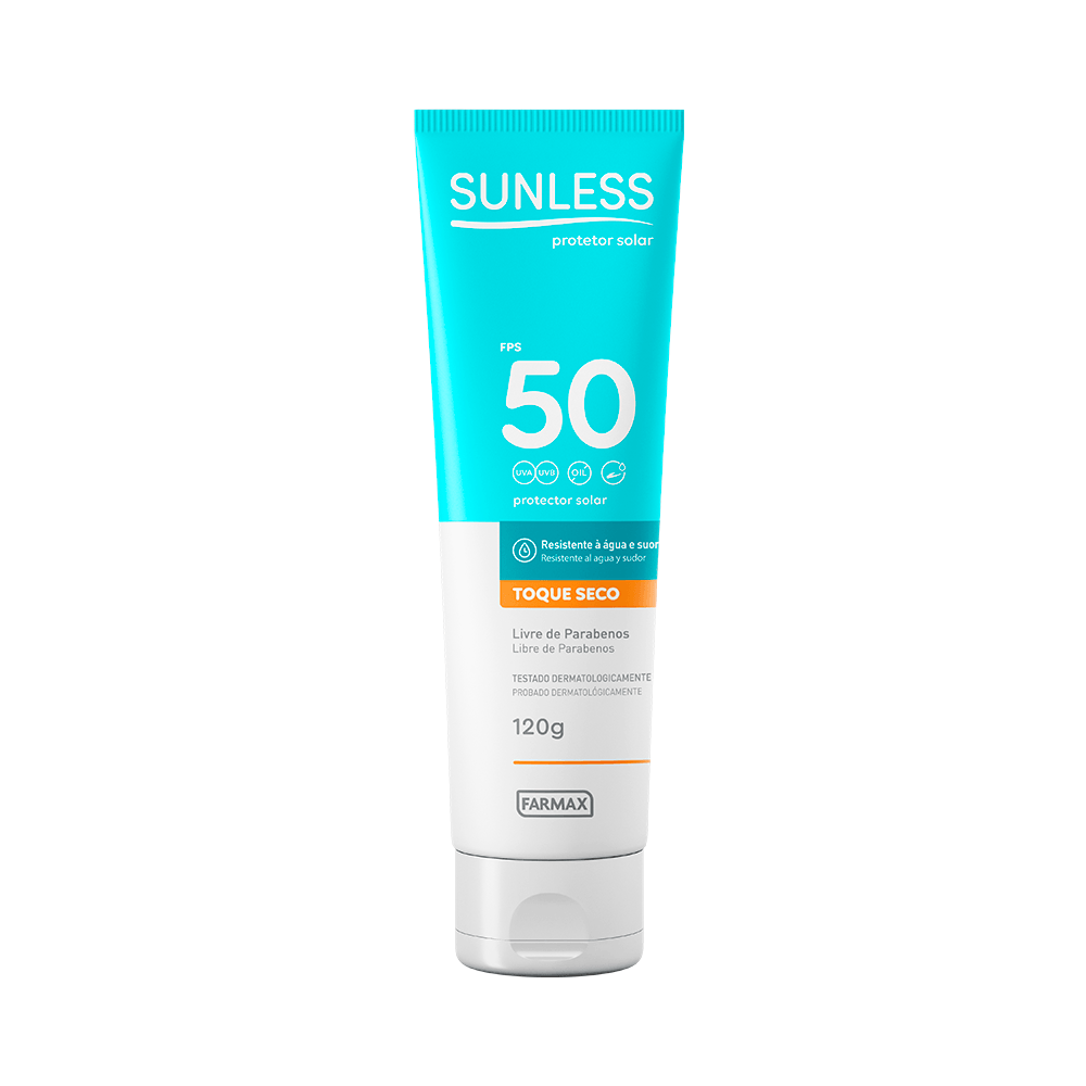 PROTETOR SOLAR FPS 50 TOQUE SECO SUNLESS 120G FARMAX