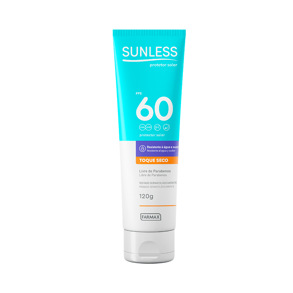 PROTETOR SOLAR FPS 60 TOQUE SECO SUNLESS 120G FARMAX