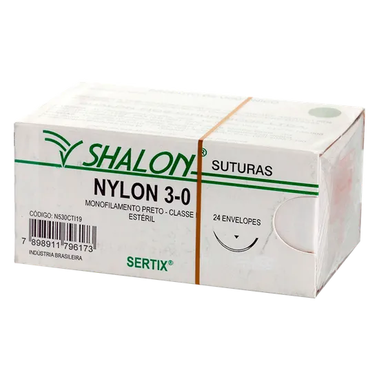 NYLON MON.PRETO 3-0 C/AG.1,5MT (CX 24 ENV) SHALON