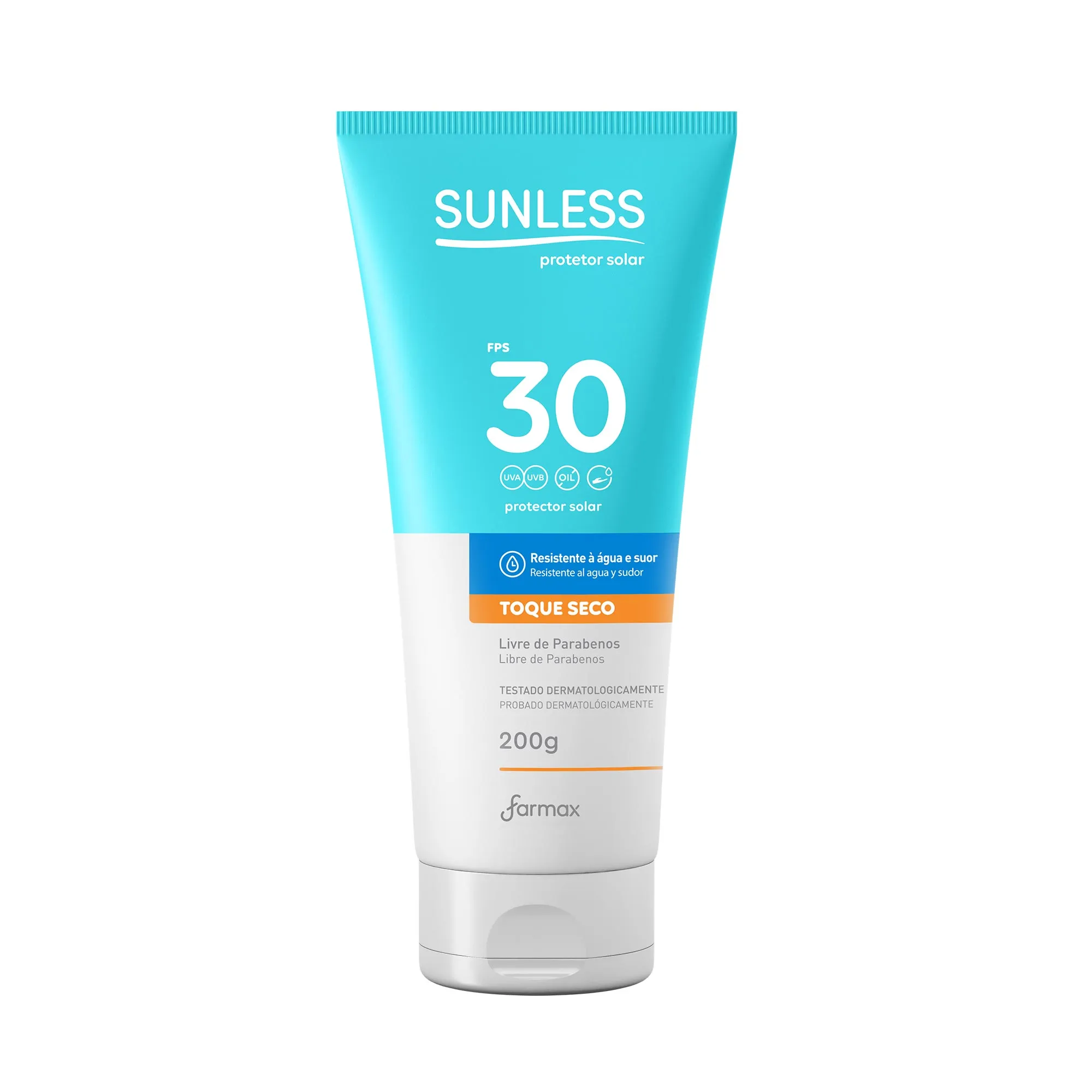 PROTETOR SOLAR FPS 30 TOQUE SECO SUNLESS 200G FARMAX