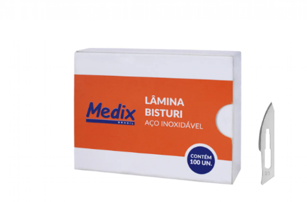 LAMINA DE BISTURI N23 C/100 UN CARBONO MEDIX