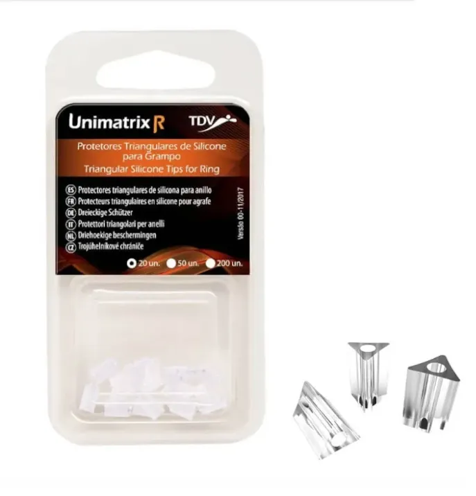 PROTETORES DE SILICONE TRIANGULARES PARA GRAMPOS UNIMATRIX - 20 UNIDADES (PT/ES/EN/FR/DE/IT/NL/CZ) TDV