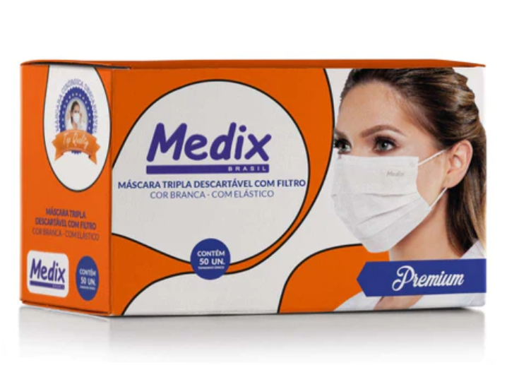 MASCARA TRIPLA C/ELAST 50UN CAIXA MEDIX