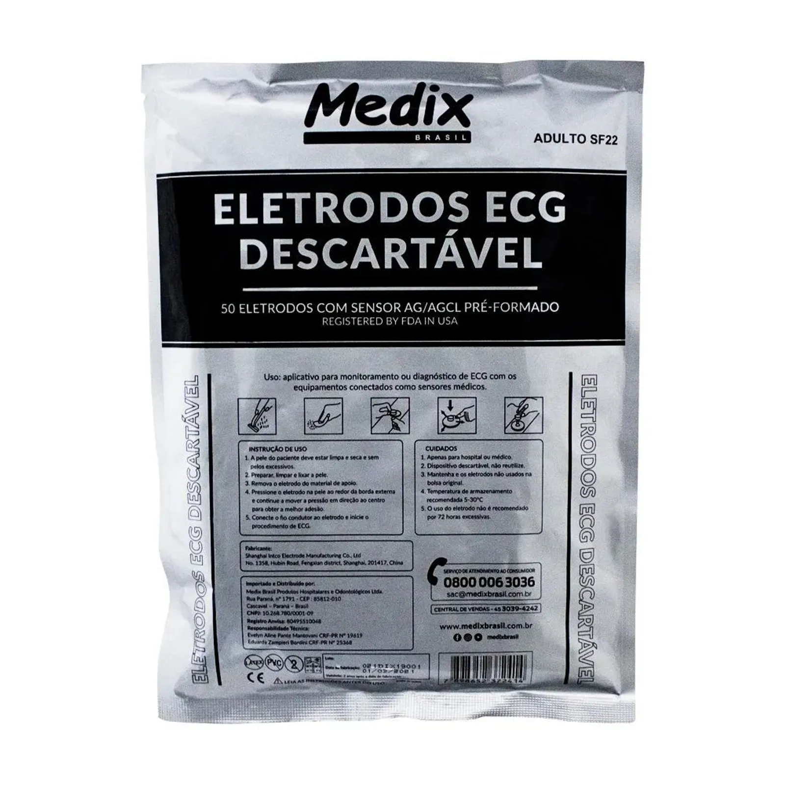 ELETRODOS SF22 C50 UND 35X40MM ADULTO MEDIX