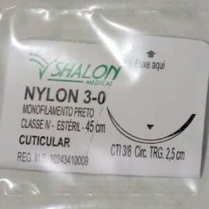 FIO DE SUTURA NYLON C/AG 25MM TRIANGULAR 3-0 SHALON