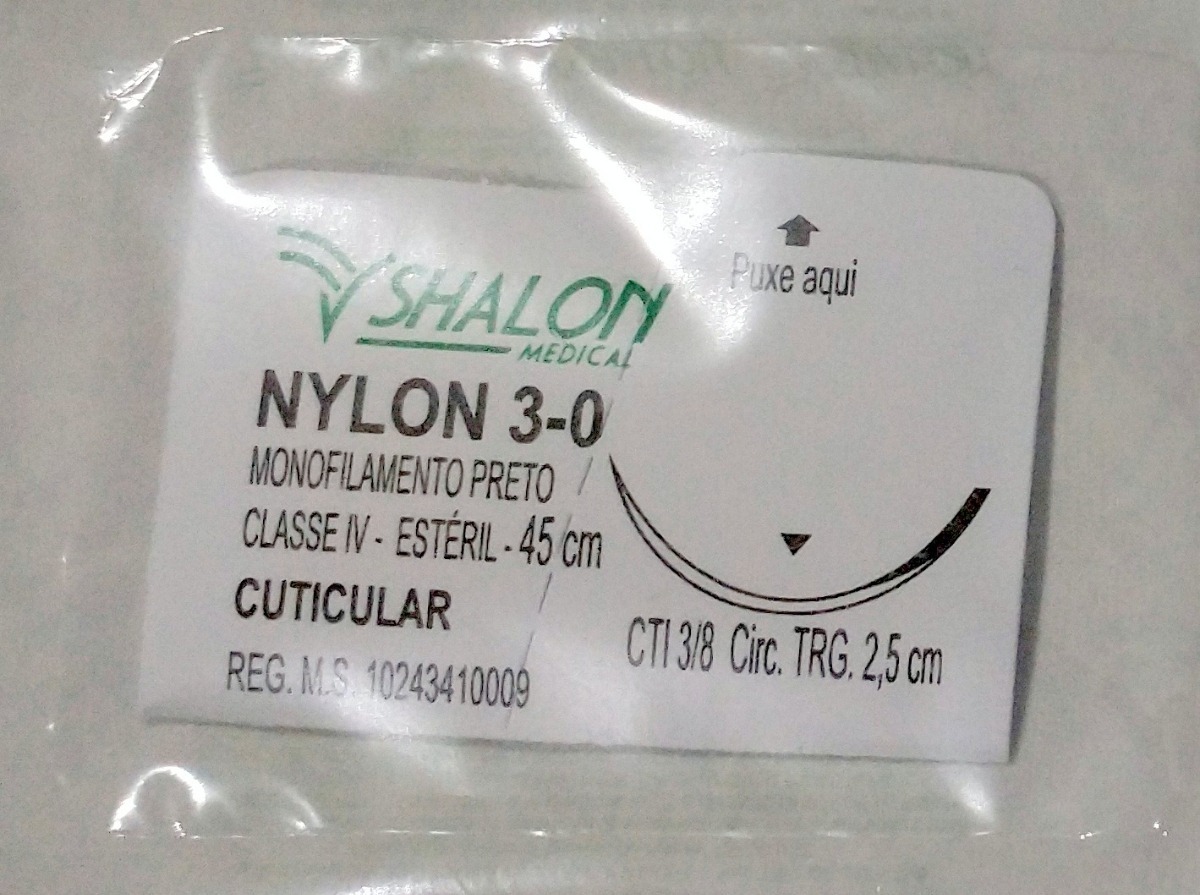 FIO DE SUTURA NYLON C/AG 25MM TRIANGULAR 3-0 SHALON