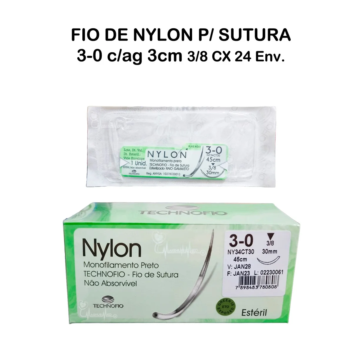 FIO DE SUTURA NYLON 0 45CM C/AG 25MM 3/8 TRIANGULAR MEDIX