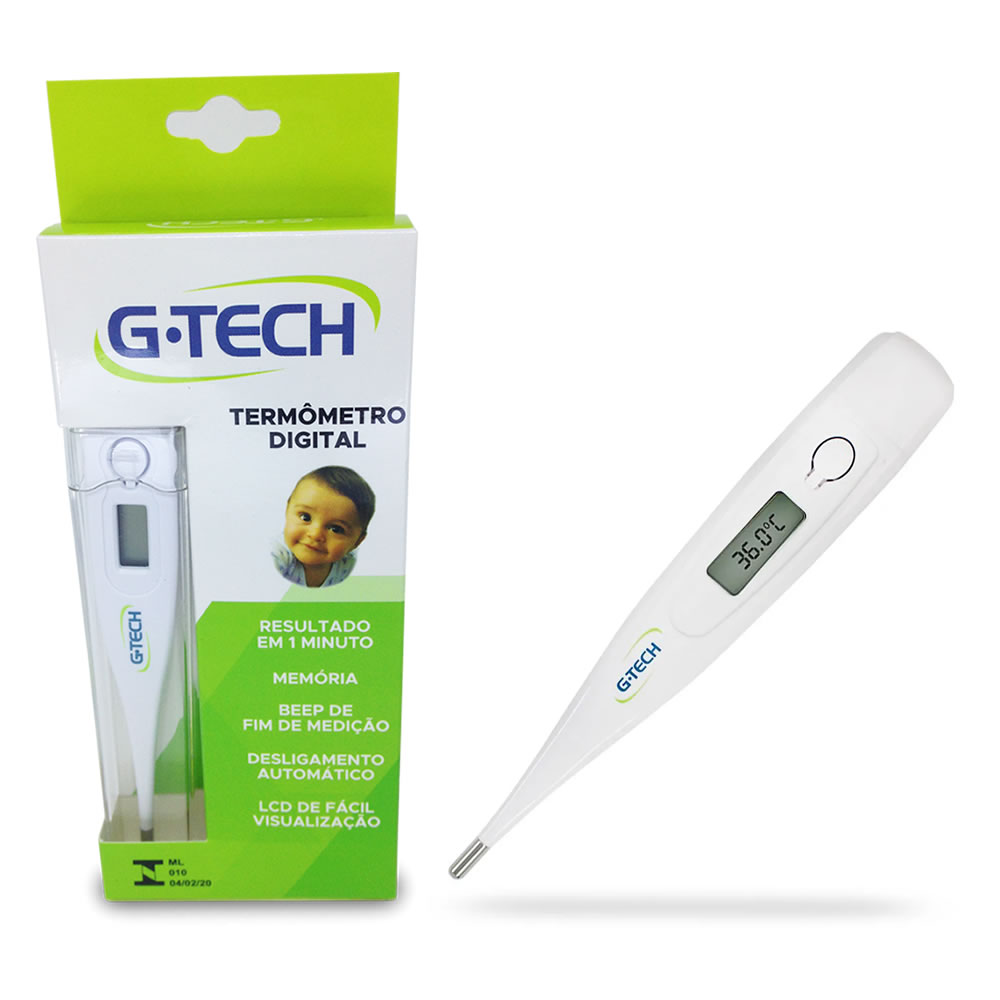 TERMOMETRO CLINICO DIGITAL BRANCO MODELO TH1027 C/ SELO G-TECH
