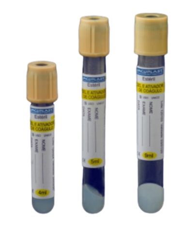 TUBO PARA COLETA DE SANGUE A VACUO EM VIDRO 13X100MM COM GEL E ATIVADOR DE COAGULO 5,0ML RACK/100 CRAL