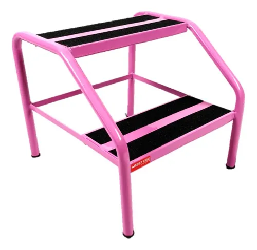 ESCADA ESCADINHA 2 DEGRAUS PARA MACA E ESTETICA COR ROSA BEST PRO